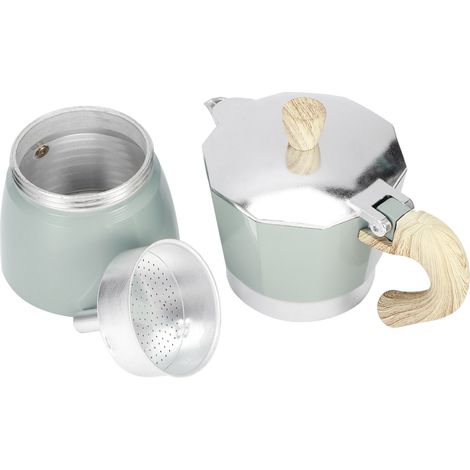 Cafetière moka octogonale en aluminium, cafetière expresso, cafetière classique en aluminium de haute qualité, taille 6, 300 ml, bleu lac. (1/5)