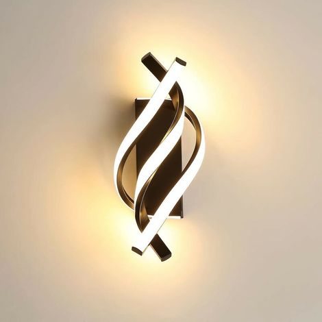 Applique murale, Lampe LED Murale Moderne 22W Design Incurvée, Appliques 3000K Lumière Blanche Chaude, Noir