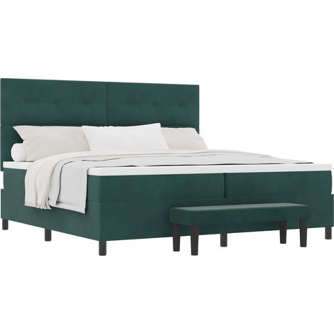 Maison Exclusive - Letto a molle con testiera Verde scuro 200 x 200 cm Velluto (1/5)