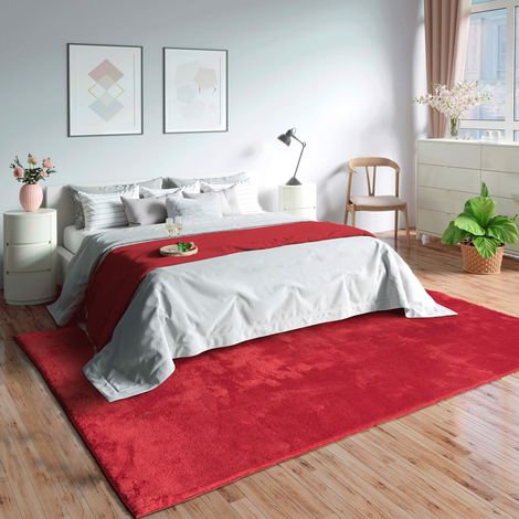 Mia´s Teppiche Olivia Tappeto Salotto Rosso 240 x 340 cm Moderno Morbido Tinta Unita Morbido Tinta Unita Soffice Pelo Corto (19 mm) Antiscivolo Lavabile fino a 30 gradi, 100% Poliestere