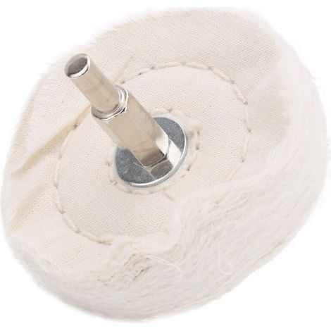 Polierscheiben-Set, weiße Stoffpolierscheibe, flache Ausführung, Baumwoll-Spiegeloberflächenschleifwerkzeug mit Griff, für Metall, Schmuck (75 mm) (1/5)
