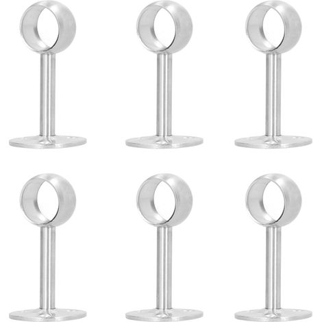 6 Supports de Tringle à Visserie Acier Inoxydable pour Rideaux et Armoire, Accessoires de Fixation (Lot de 6)