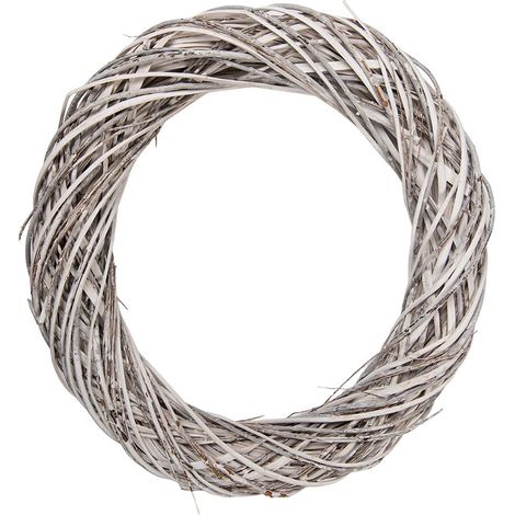 Couronne décorative en rotin blanc Ø 50 x 9 cm pour décoration murale et porte - PANGIVO (1/2)