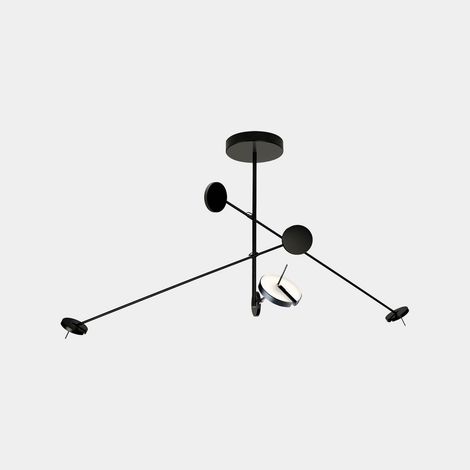 LEDS C4 Invisible Plafonnier semi-encastré à DEL intégré, noir teinté, 28,5 W, température de couleur 2700-3000 K, variation d'intensité par coupure de phase