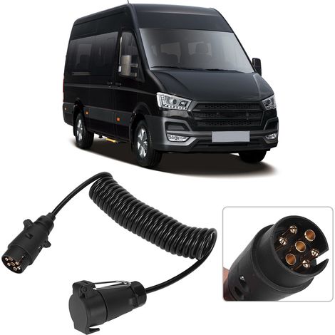 7-poliger Anhängerstecker mit 2,5 m langem, federbelastetem Ausziehkabel, 12-V-Adapter, Verkabelungszubehör für die Anhängerkupplung (1/5)