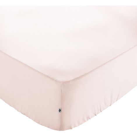 Drap housse 180 x 200 x 30 cm en coton rose - JULIETA (1/5)