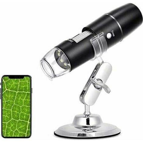 Microscopio digitale - Endoscopio WiFi 50X-1000X - Supporto in metallo - Compatibile con smartphone e tablet Android e iOS -Crezuo