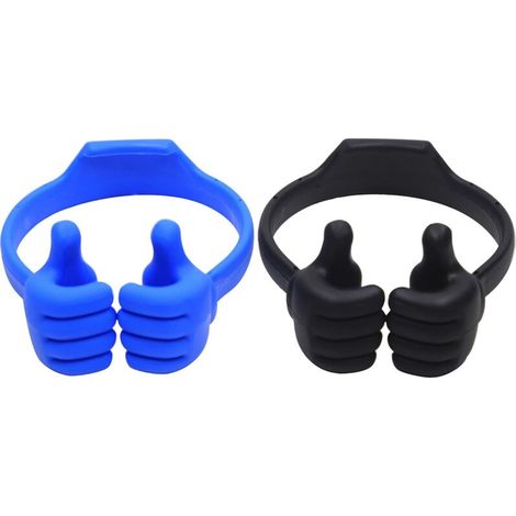 Support de bureau flexible en TPU ajustable par pouce pour téléphone/tablette - Bleu et noir (1/5)