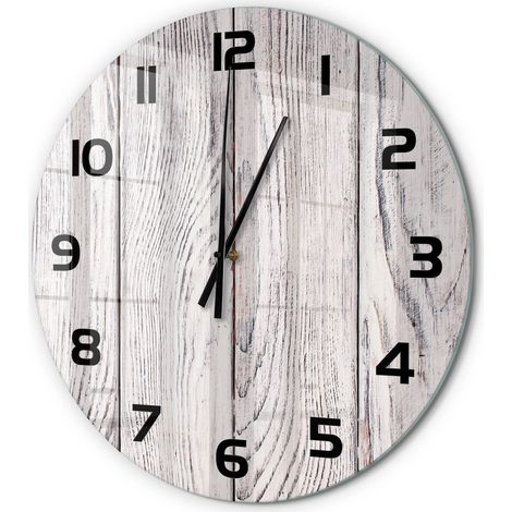 Horloge Murale Ronde Déco Salon Verre Trempé Silencieuse Design Contemporain Mur en bois fi 60 cm (1/5)