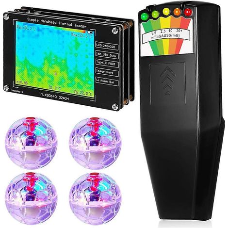 Kit d'équipement 6 pièces comprenant une caméra thermique infrarouge et un détecteur de champ magnétique EMF pour la maison et le bureau (1/5)