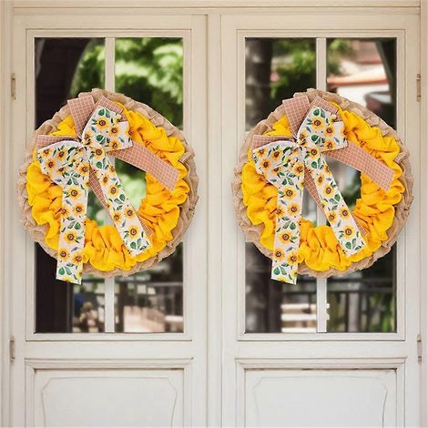Couronne de tournesols pour porte d'entrée, Couronne de tournesols pour porte, Couronne de printemps et d'été (1/4)