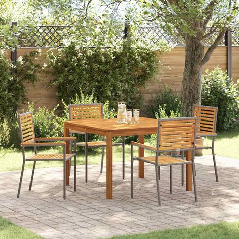 Garten Essgruppe 5 pcs Grau Massivholz Akazie (1/5)