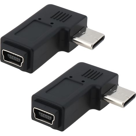 2 adattatori da USB Type-C maschio a Mini USB femmina per ricarica e trasferimento dati in spazi ristretti (1/4)