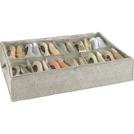 Wenko – Organisateur de lit à chaussures – Rangement jusqu'à 12 paires – Dimensions 74 x 15 x 60 cm – Polypropylène respirant – Hublot pour visualisation (1/5)