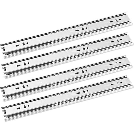 Glissière pour Tiroir en Acier Inox 400mm Sortie Totale, Coulisses de Tiroir à Billes, Charge 45kg (1/4)