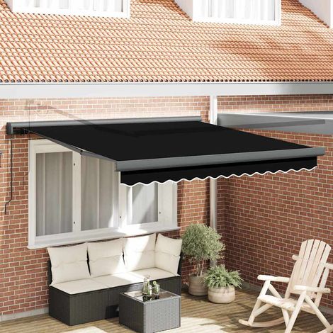 vidaXL Retractable Awning Black 300 x 250 cm Canvas and Aluminium