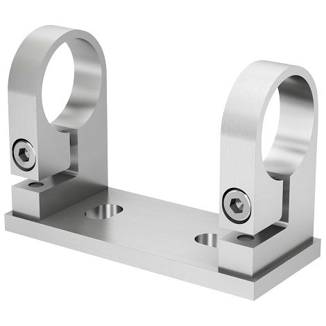 [QUALITE FRANCAISE] - Platine RECTANGLE pour tube Ø42,4mm fixation à l'anglaise - Longueur 130mm largeur 55mm - Inox 316