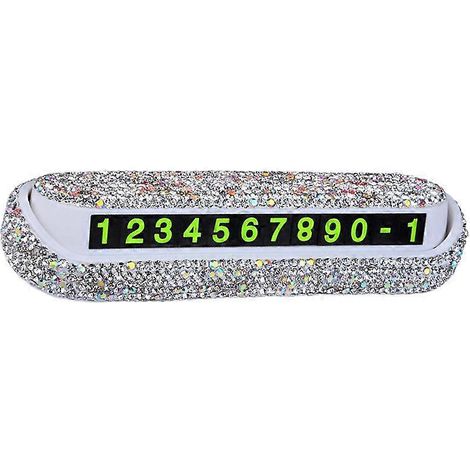 panneau d'arrêt temporaire pour voiture, plaque de stationnement en strass avec numéro de téléphone (blanc)-13.55cm-White (1/3)