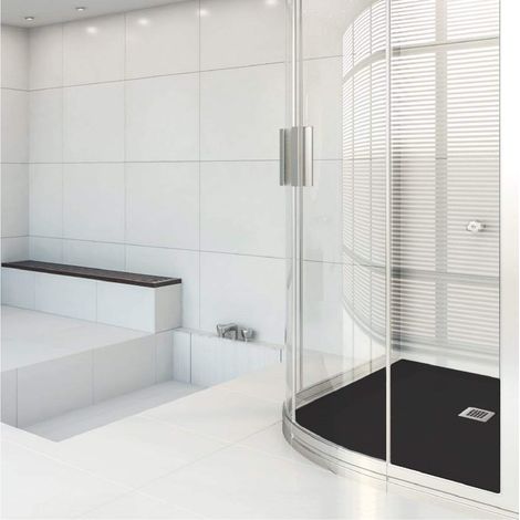 Mineralguss-Duschwanne MADISON CURVE Schieferoptik SCHWARZ 90x90 cm (1/4)