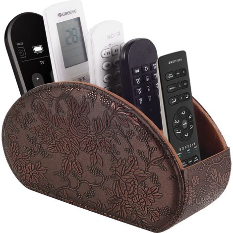 Aufbewahrungsbox aus PU-Leder mit 5 Fächern – Schreibtisch-Organizer für Fernbedienungen, Brillen und Bürsten, Etui (1/5)