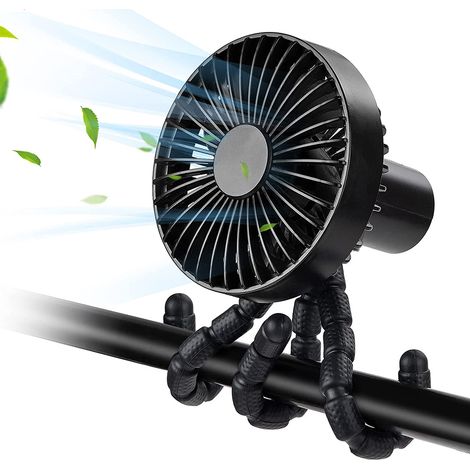 Ventilateur USB - Support Octopus Réglable - 3 Vitesses - Batterie 1200 mAh - Pour Poussette Siège Auto Tente - 1 Pièce (1/5)