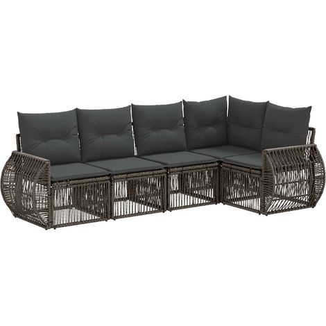 Conjunto de sofás de jardín 5 pcs Gris y Gris Oscuro vidaXL