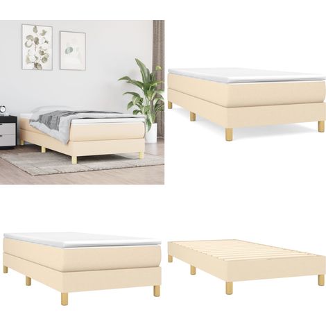 Sommier à lattes de lit avec matelas Crème 80x200 cm Tissu - Lit Double - Literie - Matelas - Sommier Tapissier - Chambre À Coucher - Home & Living (1/5)