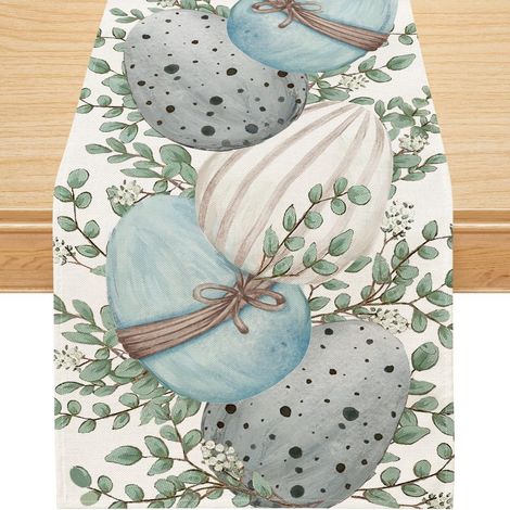 Chemin de table de Pâques, décorations d'œufs de Pâques, chemin de table saisonnier Joyeuses Pâques (13'' x 72'') (1/5)