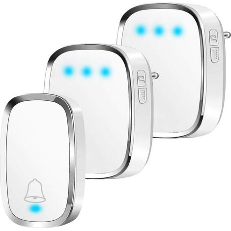 Wireless Doorbell, 300 Meter Range Outdoor Waterproof Wireless Doorbell, LED Chime Kit with 36 Melodies and 4 Volume Levels for Home, Office, Hotel - 1 Transmitter and 2 Receivers (1/5)