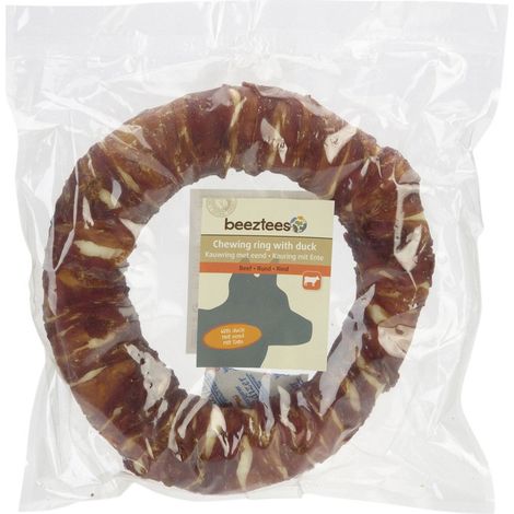Beeztees Hundesnack Rinderhautring mit Ente D=19 cm Kausnack Kauartikel (1/2)