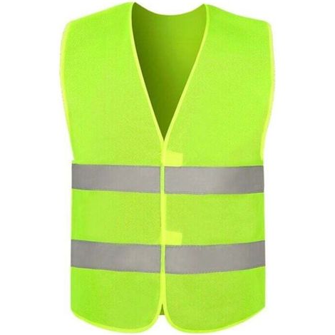 YMYNY Ensemble de 10 Gilets de Sécurité Jaune Fluo Réfléchissants - Haute Visibilité pour Cyclistes, Conducteurs, Coureurs, Éboueurs, etc. - Taille 57x67cm