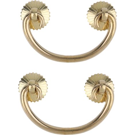 Lot de 2 poignées de meuble rétro en laiton, espacement des trous de 7,5 cm, 5,6 cm, accessoires de meubles anciens, poignée de tiroir, anneau de