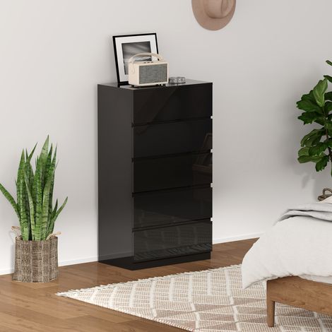 Cómoda con 5 Cajones Cajonera de Estilo Moderno para Dormitorio Entrada Salón 55x34x100 cm Negro (1/5)
