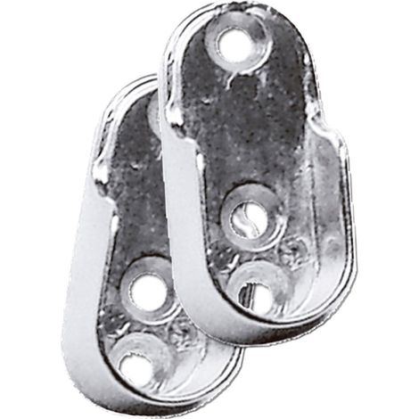 Soporte para tubo armario oval, modelo sta06, de zamak con acabado en aluminio, 44 x 15 x 10 mm, 2 uds, blister