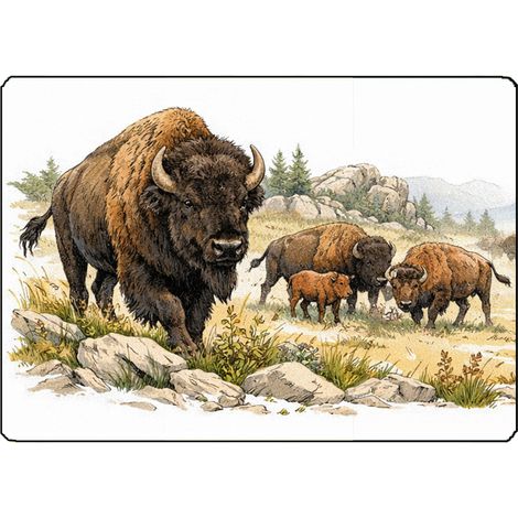 Planche à découper verre bisons 28,5 x 20 cm (1/2)