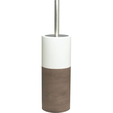 1 - Porte-brosse WC - Porcelaine - Design élégant avec couvercle hermétique pour salle de bain marron 12x12cm