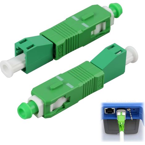 Lot de 2 adaptateurs en fibre optique SC/APC vers LC/APC pour monomode 9/125um hybride avec faible perte d'insertion pour OTDR, VFL et applications réseau, efficaces et stables