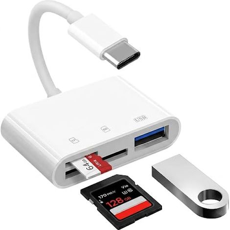 3 in 1 Lecteur Cartes SD USB C pour 15/16/17, iPad/Air, MacBook, Adaptateur vers Micro SD/SDXC/SDHC, USB OTG Mémoire Externes, Adaptateur USB C Cartes Lecteur de Carte SD vers USB C (1/5)