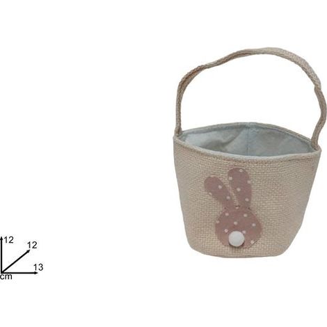 Cestino Decorativo Pasquale Pasqua in Tessuto con Coniglio 13 x 12 x 12 cm (1/2)