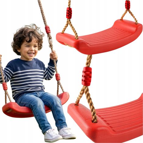 ALTALENA DA GIARDINO ROSSA IN PLASTICA ROBUSTA PER BAMBINI CON PANNELLO PROFILATO (1/5)