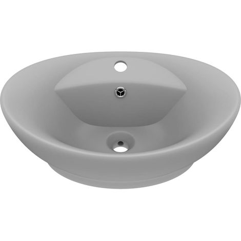 Lavabo ovale à trop-plein Gris clair mat 58,5x39 cm Céramique (1/5)