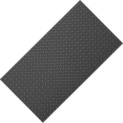 Rouleau de sol pour garage, 1,2 x 3,05 m, tapis de protection PVC épaissi 2,2 mm, motif losange, antidérapant, facile à nettoyer, avec ruban adhésif double face, noir (1/5)