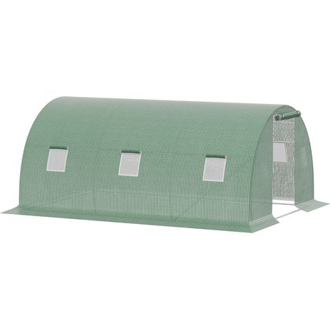 Serra a Tunnel 450x300x200 cm Porta Avvolgibile e 6 Finestre Verde (1/5)