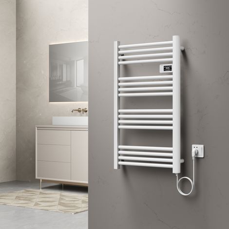 Radiador toallero eléctrico mural Follo 500W 16 tubos aluminio 96x54cm - Blanco [pro.tec]