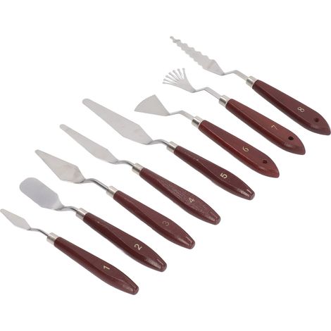 Ensemble de 8 grattoirs à peinture, couteau à palette multifonctionnel en acier inoxydable, grattoir pour mélanger la peinture artistique