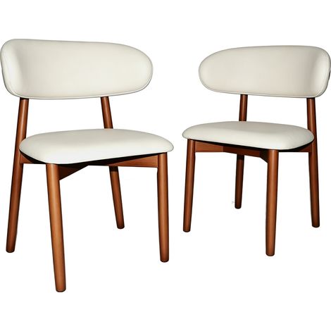 Lot de 2 chaises à manger 45x45x77cm Pieds Bois Chaises de cuisine Pu Pour Cuisine Bureau Salon Style moderne et minimaliste Noyer (1/5)
