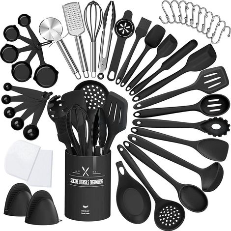 Set d'ustensiles de cuisine en silicone 43 pièces, antiadhésif, résistant à la chaleur, avec support (1/5)