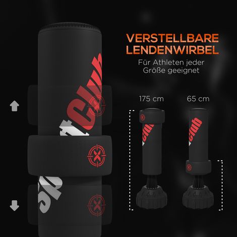 Sac de boxe autoportant, coussin réglable de frappe, base remplissable jusqu'à 50 kg, 58 x 58 x 175 cm, noir (1/5)