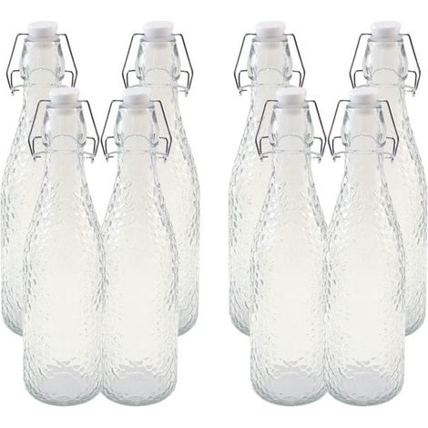 Bouteille en verre - JUANIO - Facettée style cristal - Lot 8 - 0,5 L - Fermeture hermétique (1/4)