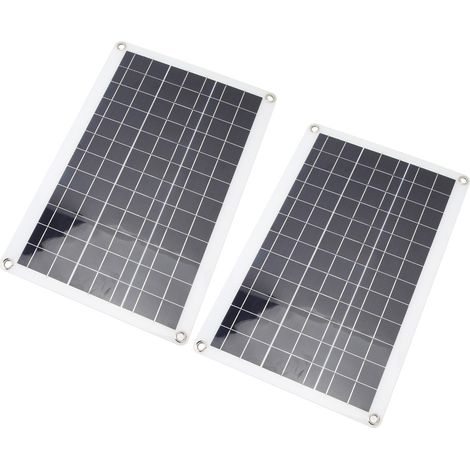 Kit de 2 panneaux solaires 18 W 18 V en silicium polycristallin, chargeur solaire portable USB Type C avec pince pour batterie, pour voiture, camping-car, bateau.